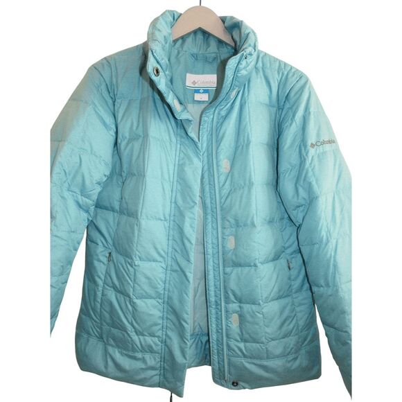 Columbia Down Insulated Puffer Coat Jacket Omni-Shield Blue Size M - Picture 2 of 8